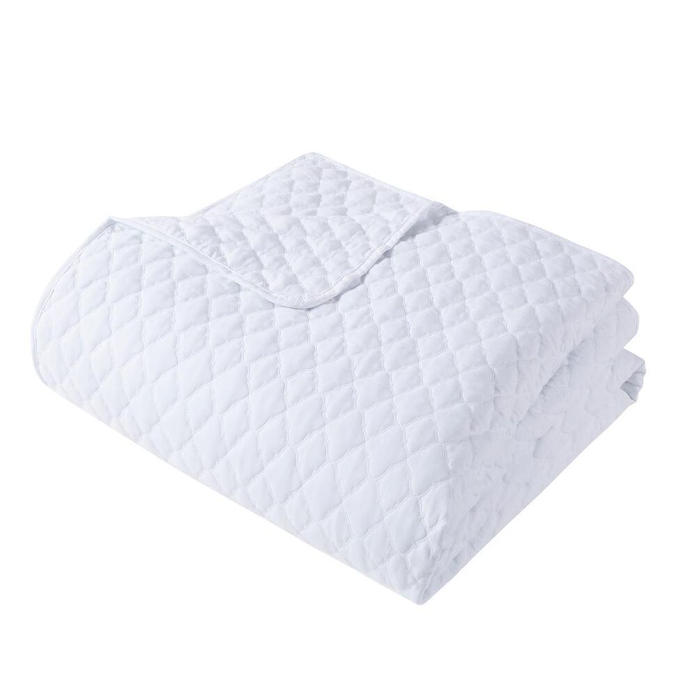 Jiangsu Royal Home Diamond Stitch Quilt 3pc-White-F/Q, , large