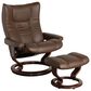 Stressless Wing Large Leather Classic Chair and Ottoman in Paloma Chestnut, , large