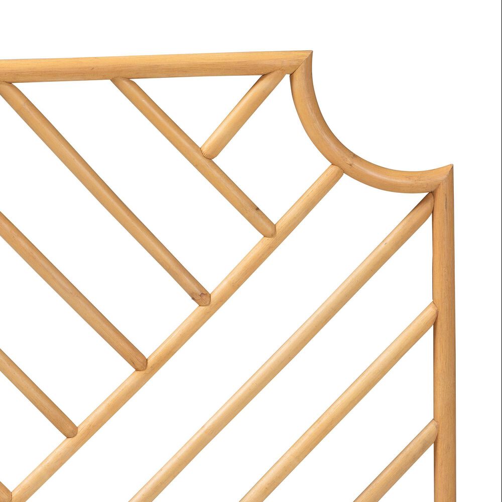 Baxton Studio Giza Queen Slat Headboard in Natural Brown, , large