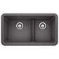 Blanco Ikon 33" Apron Double Bowl Farmhouse Sink with Low Divide in Cinder, , large