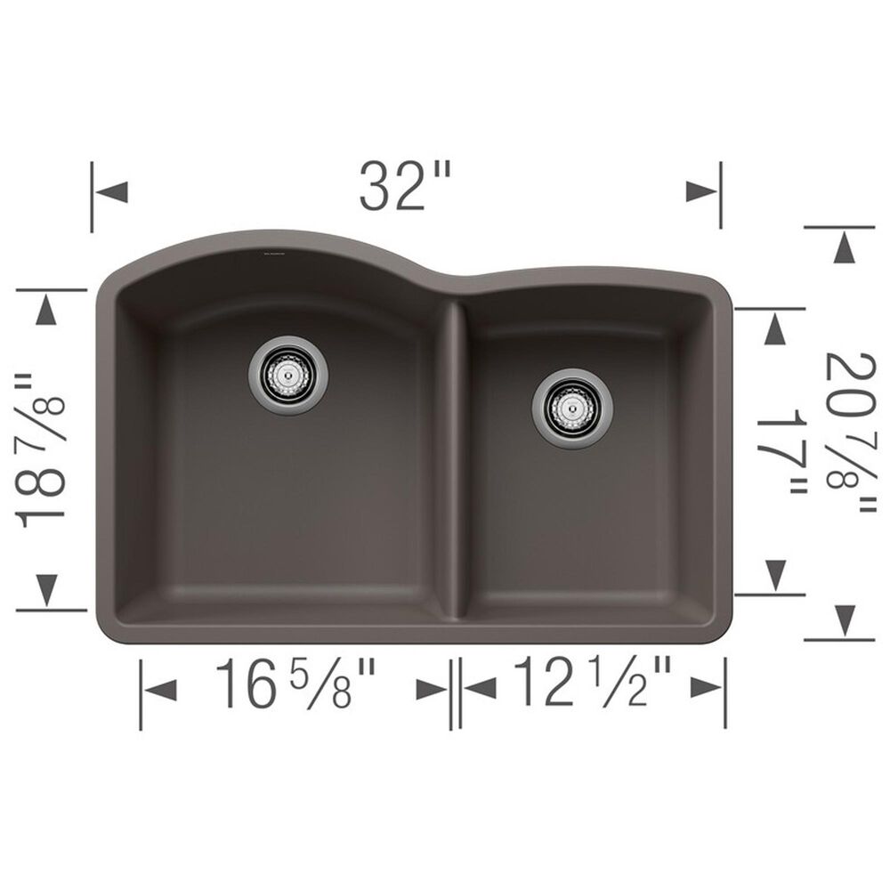 Blanco Diamond 32&quot; 1-3/4 Double Bowl Kitchen Sink in Volcano Gray, , large