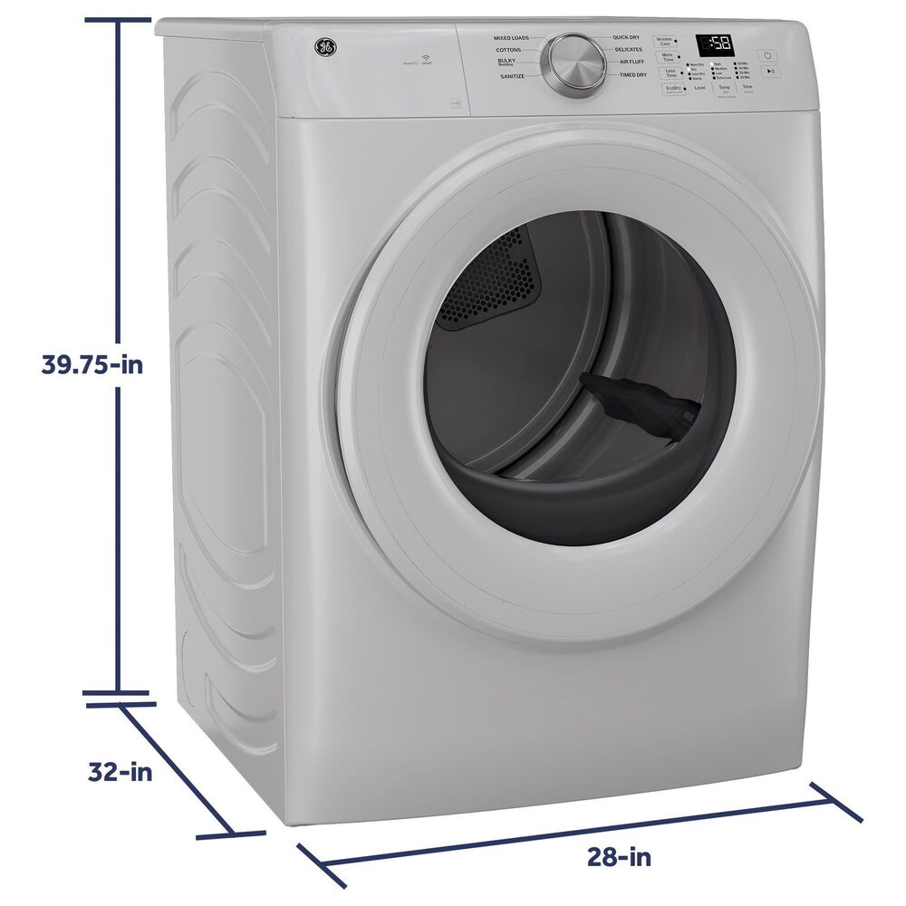 GE Appliances 7.8 Cu. Ft. Smart Front Load Electric Dryer in White, , large