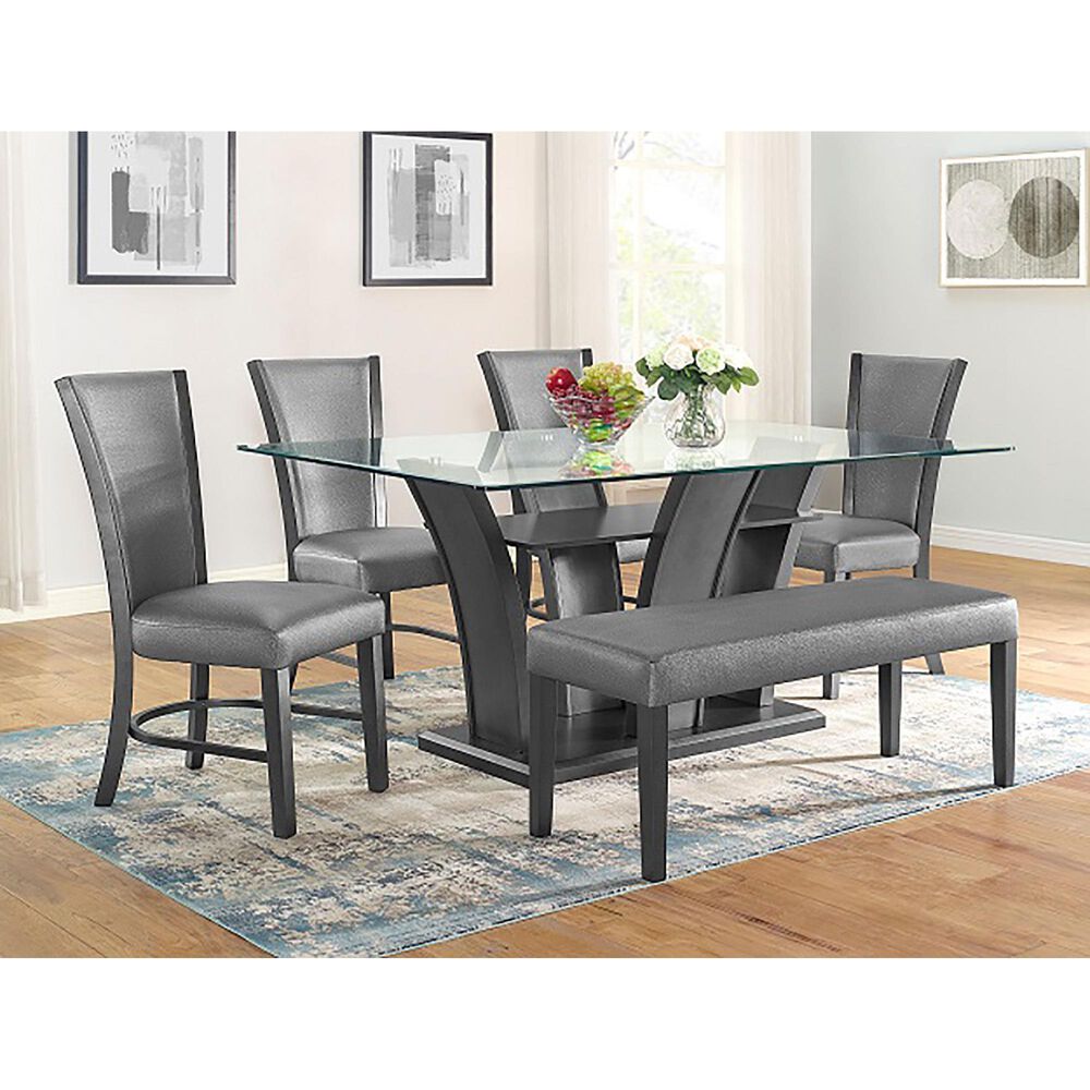 Crown Mark Camelia Dining Table in Black and Clear - Table Only, , large