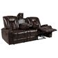 Oxford Furniture Dual Manual Reclining Sofa with Drop Down Table in Bolero Coffee, , large