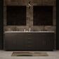 Lexora Home Abbey 84" Double Bathroom Vanity in Black Oak with 2 cm White Quartz Top and Rectangular Sinks, , large