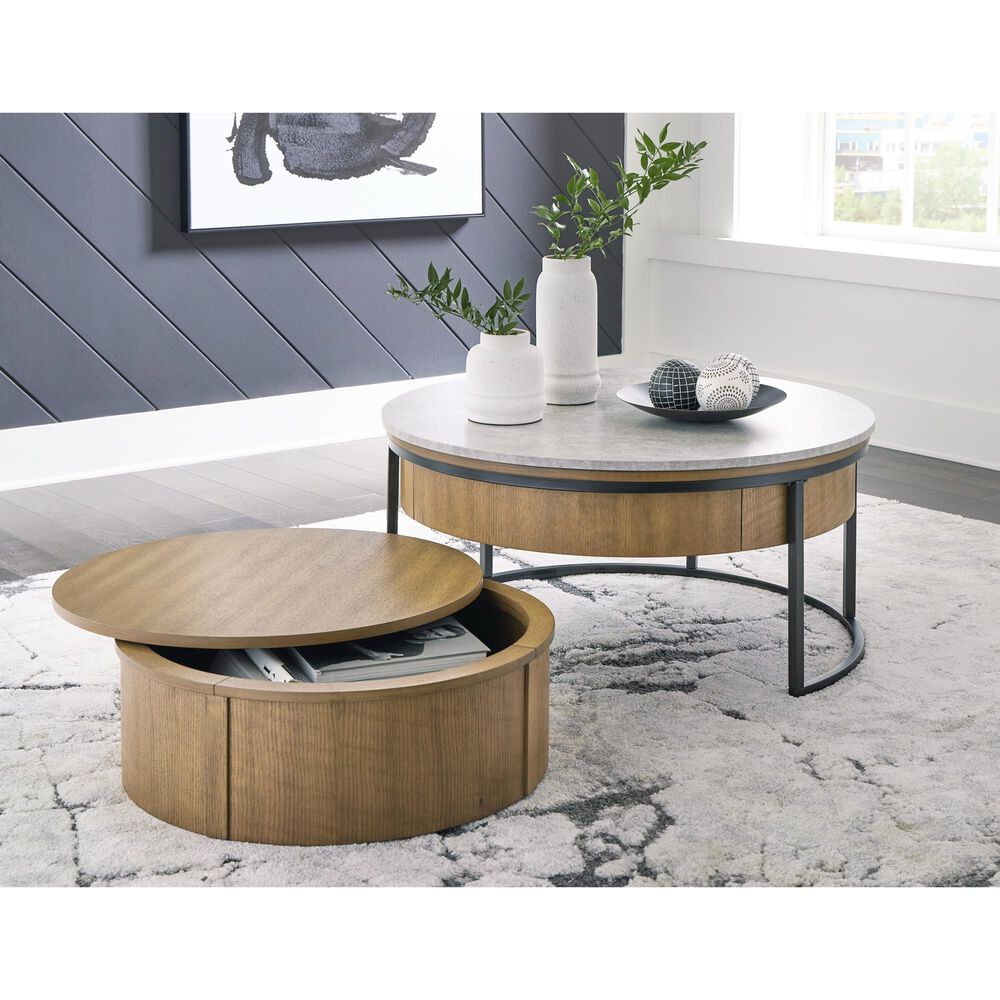 Ashley Fridley 2-Piece Nesting Coffee Table Set in Natural, Gray and Black, , large