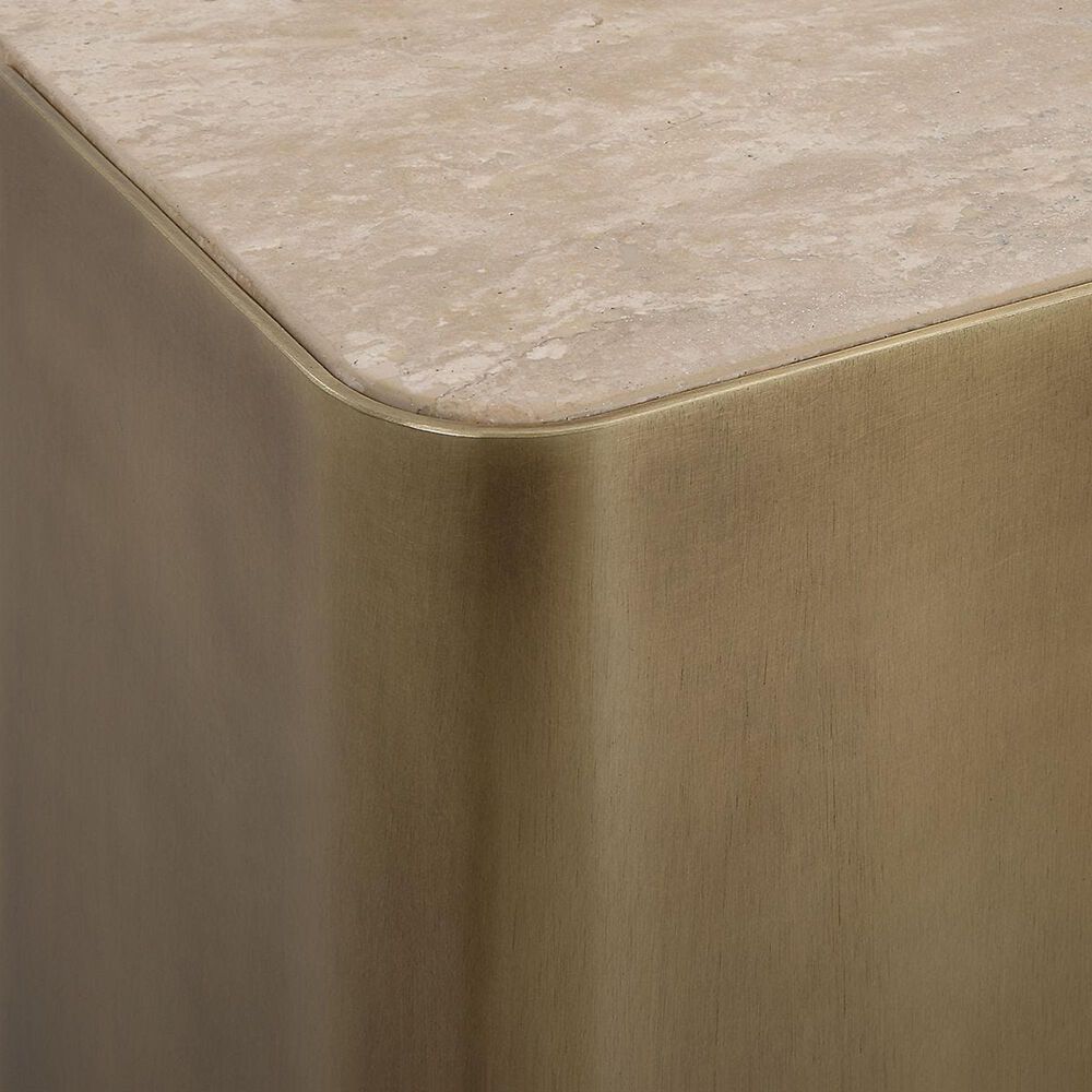 Uttermost Caress Coffee Table in Honey Beige and Antique Brass, , large