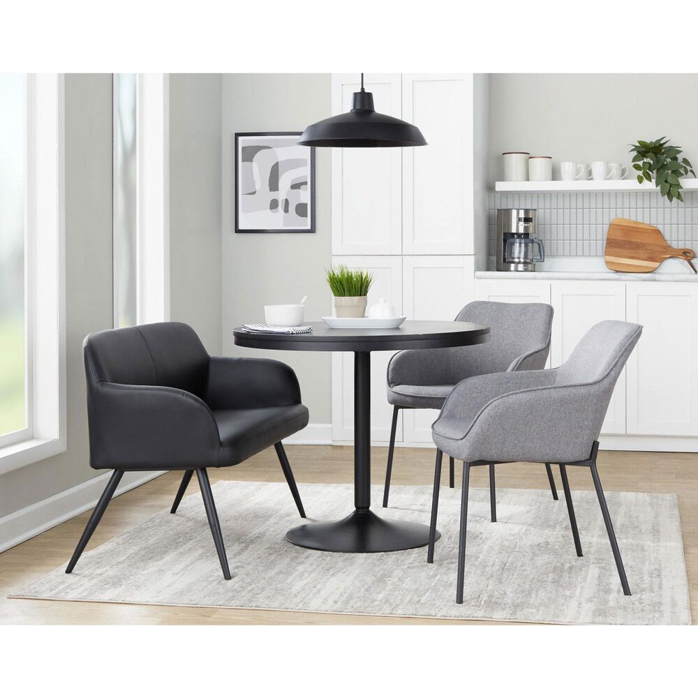 LumiSource Daniella Arm Chair with Grey Cushion in Black (Set of 2), , large