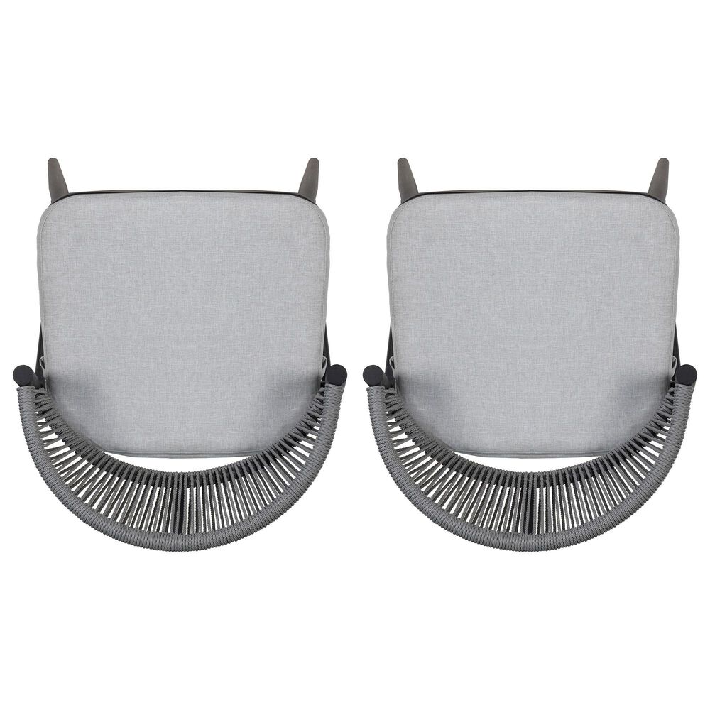 Hearth and Haven 26" Outdoor Counter Stool with Matte Black Frame in Light Gray (Set of 2), , large