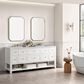 James Martin Vanities Breckenridge 72" Double Bathroom Vanity in Bright White with 3 cm Carrara White Marble Top and Rectangular Sinks, , large