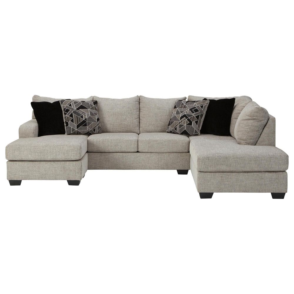 Ashley Megginson 3-Piece Left Facing U-Shaped Sectional with Sofa Chaise and Storage Ottoman in Storm, , large