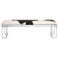 Moe's Home Collection Appa Genuine Cowhide Leather Bench in Silver