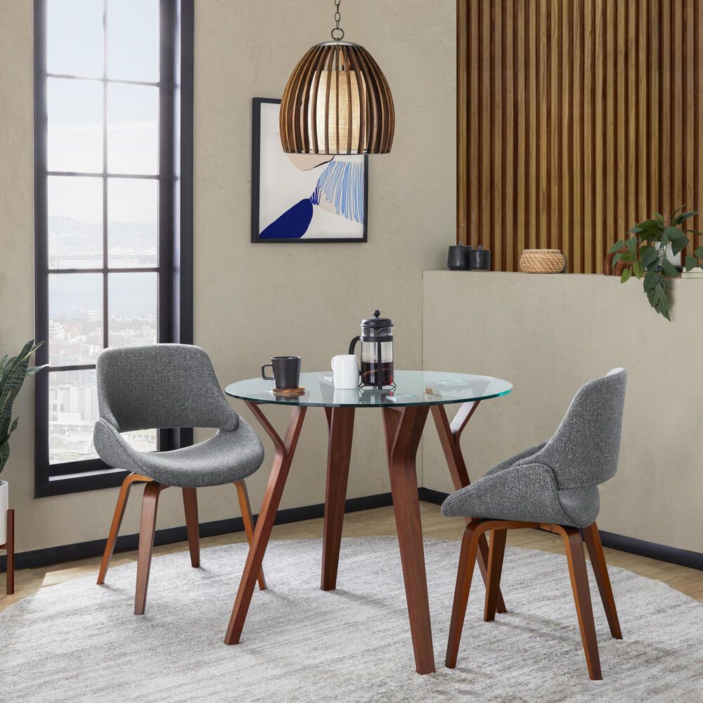 Lumisource Fabrico Side Chair with Grey Noise Upholstered in Walnut &#40;Set of 2&#41;, , large