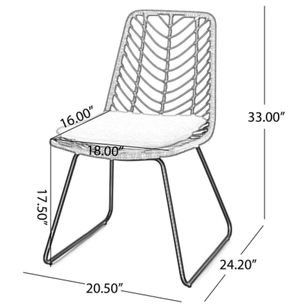 Hearth and Haven Deja Patio Chair with Gray Cushion in Gray &#40;Set of 2&#41;, , large
