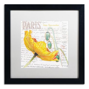 Timberlake Jennifer Redstreake "Paris Botanique Yellow Poppy" Matted Black Framed Art 11x11, , large