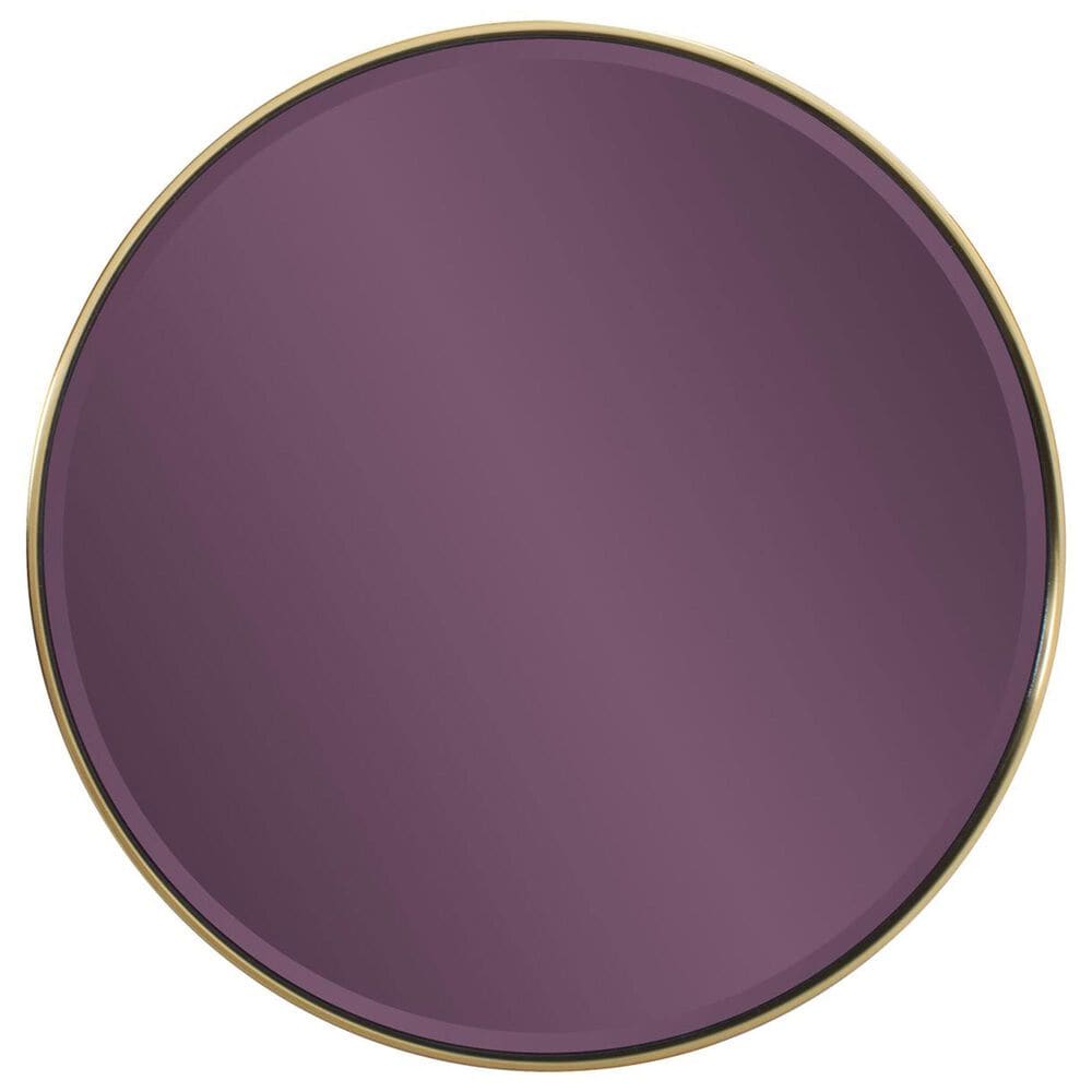 Howard Elliott Broidy Round Mirror in Aubergine Purple and Gold, , large