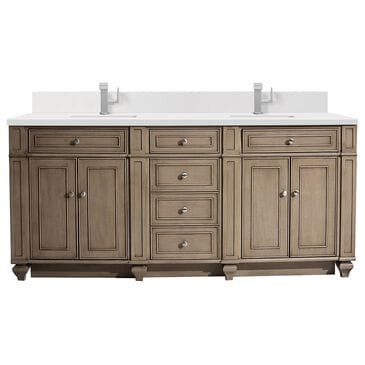 James Martin Vanities Bristol 72" Double Bathroom Vanity in Whitewashed Walnut with 3 cm Eternal Jasmine Pearl Quartz Top and Rectangle Sinks, , large