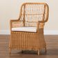 Baxton Studio Teresa Arm Chair with Light Honey Rattan in White, , large