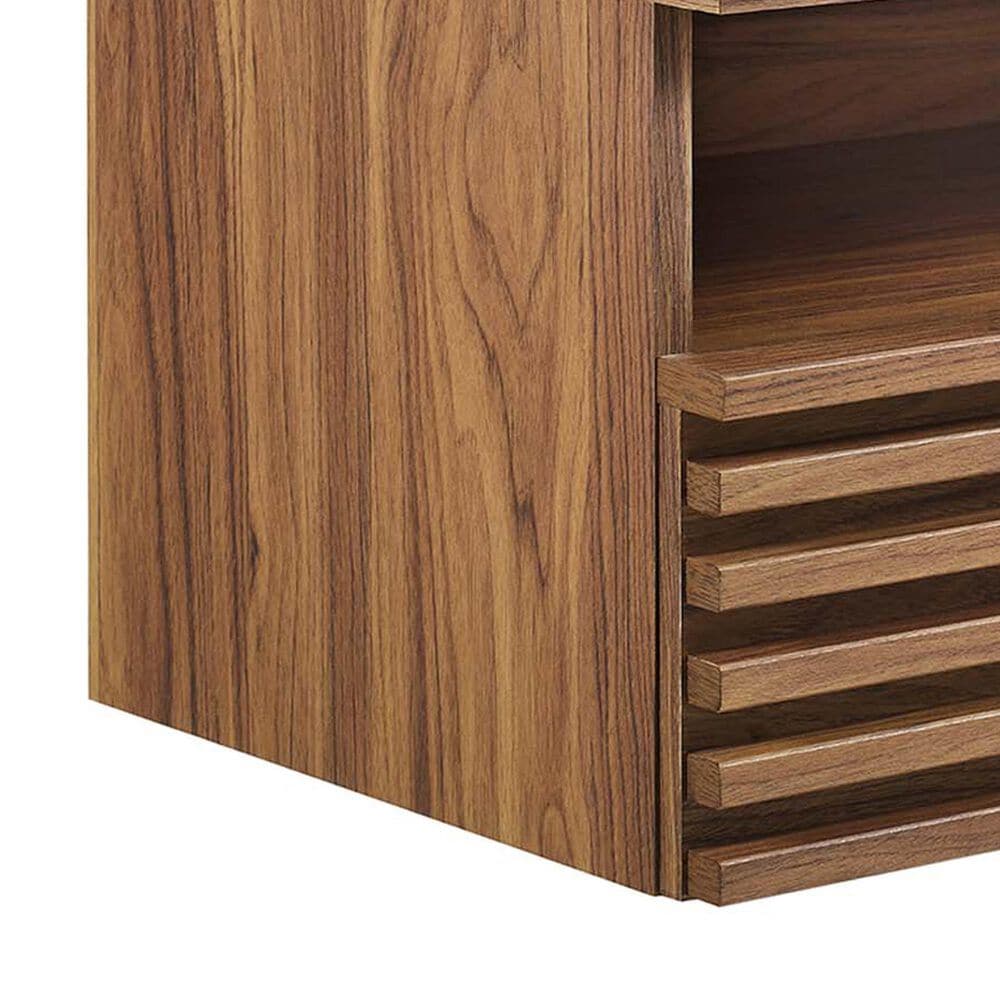 Modway Render 1 Drawer  and Shelf Wall Mount Nightstand in Walnut, , large