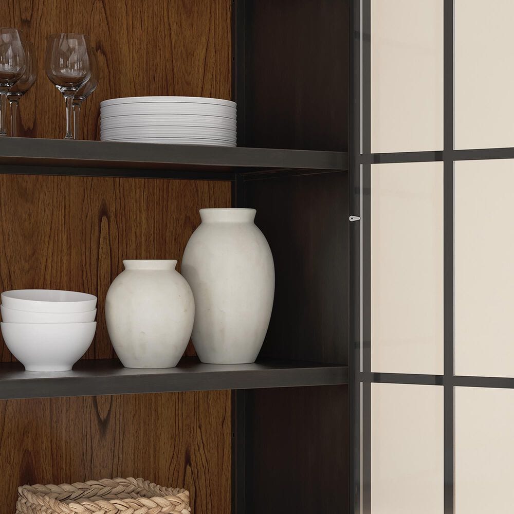 Ashley Greddinton Display Cabinet in Black and Medium Brown, , large