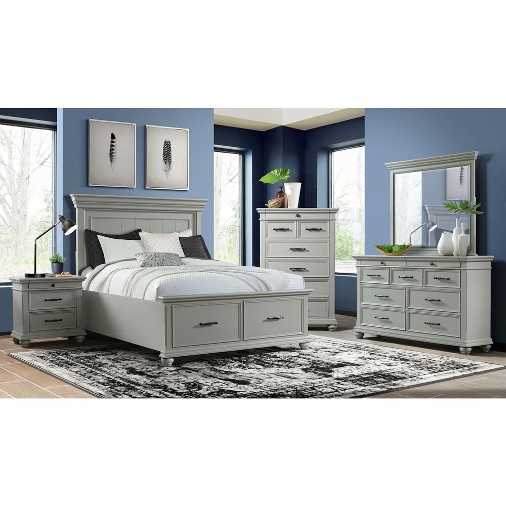 Mayberry Hill Slater 4-Piece King Storage Bedroom Set in Gray, , large