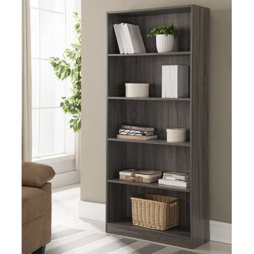 Global Movement 5-Shelf Adjustable Bookcase in Distressed Grey, , large