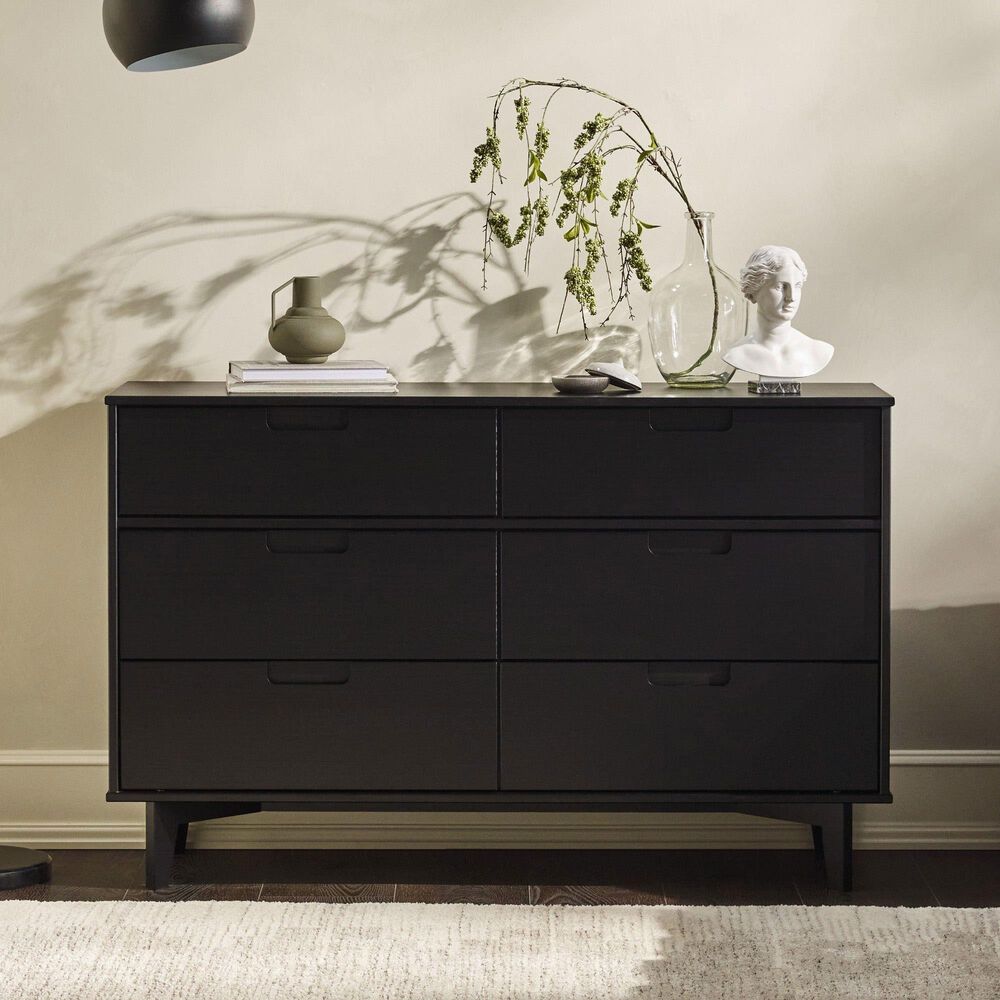 Walker Edison Sloane 6-Drawer Dresser in Black, , large