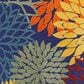 Nourison Aloha ALH05 5"3" Round Navy and Multicolor Indoor/Outdoor Area Rug, , large