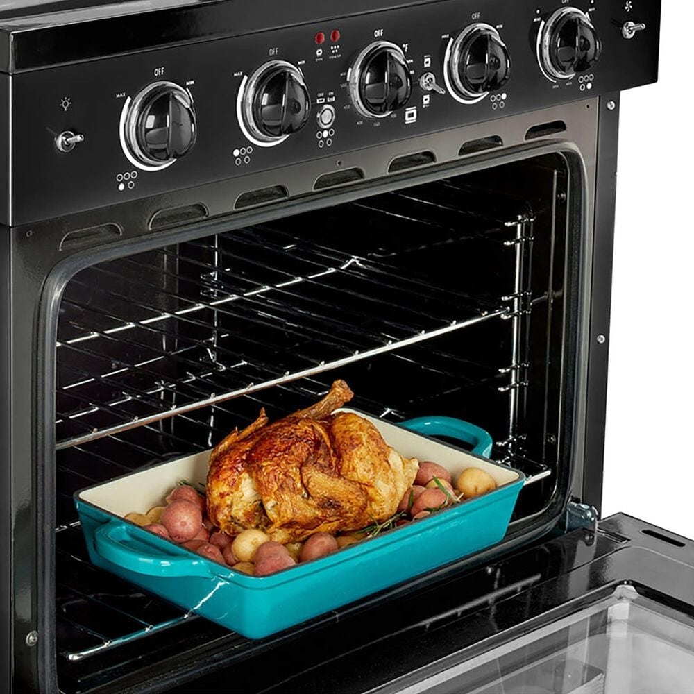 Unique Appliances Classic Retro 30" Radiant Electric Glass Top Convection Range in Midnight Black, , large