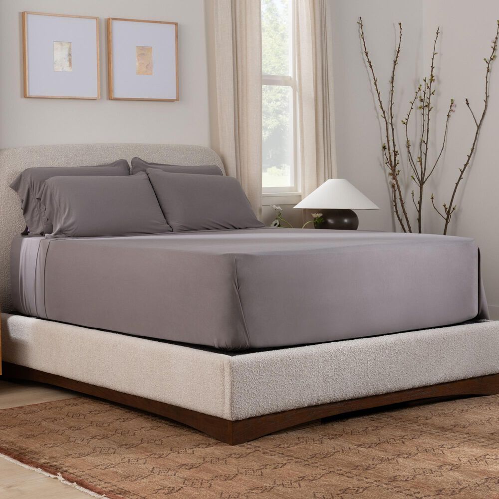 Purple SoftStretch 5-Piece Split King Sheet Set in Stormy Grey, , large