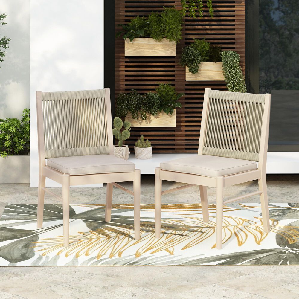 Hearth and Haven Cordoba Outdoor Dining Chair in Beige (Set of 2), , large