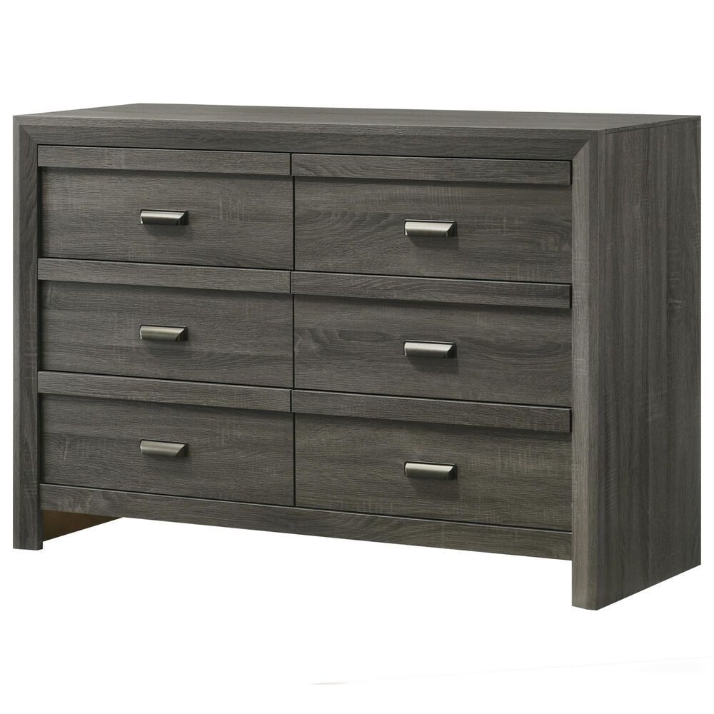 Crown Mark Valor 6-Drawer Dresser in Grey, , large
