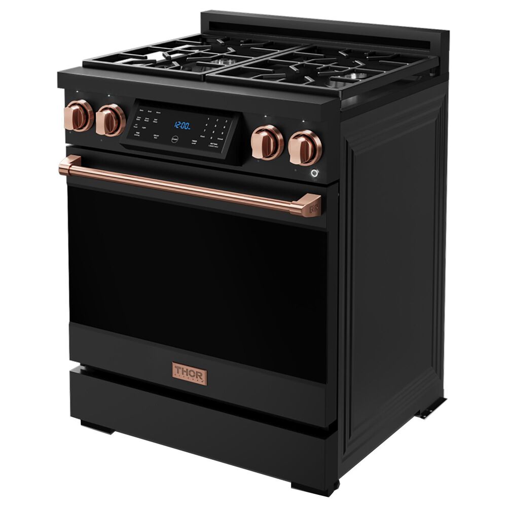 Thor Kitchen Gordon Ramsay 4.55 Cu. Ft. 30&quot; Professional Natural Gas Range with Rose Gold Handle Kit in Black, , large
