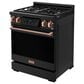Thor Kitchen Gordon Ramsay 4.55 Cu. Ft. 30" Professional Natural Gas Range with Rose Gold Handle Kit in Black, , large