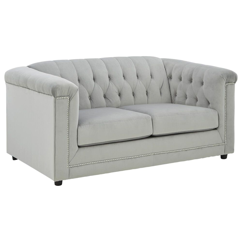 Signature Design by Ashley Josanna Stationary Loveseat in Gray Velvet, , large