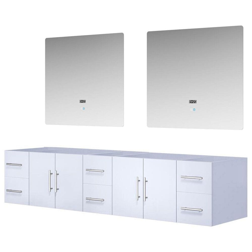 Lexora Home Geneva 84" Double Bathroom Vanity Cabinet Only in Glossy White and 36" LED Mirrors, , large