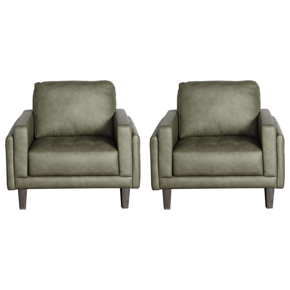 Chateau d'Ax Leather Accent Chair in Olive Green (Set of 2), , large