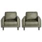 Chateau d"Ax Leather Accent Chair in Olive Green (Set of 2), , large