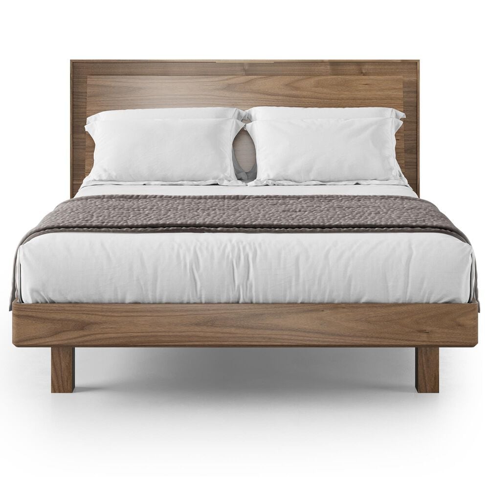 BDI Kava Queen Platform Bed in Natural Walnut with Lighting and USB Ports, , large