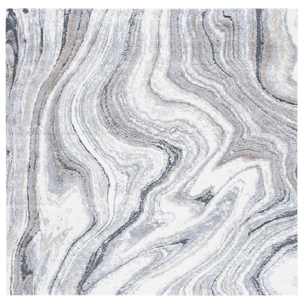 Safavieh Cyrus Shag CYR120G 6"7" Square Grey and Beige Area Rug, , large