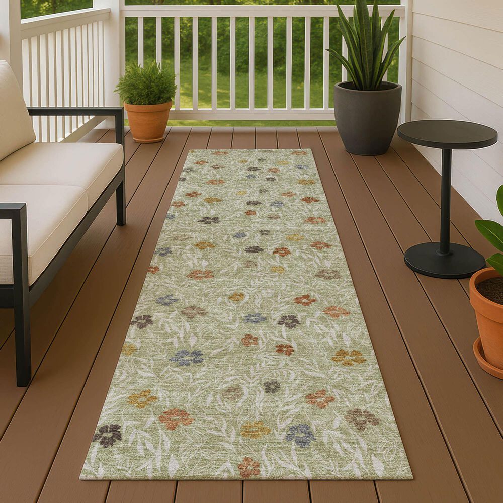 Dalyn Rug Company Soft Essentials Floral Cactus 2'3" x 7'6" Indoor/Outdoor Runner, , large