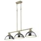 Golden Lighting Duncan 3-Light Pendant with Chrome Shade in Aged Brass, , large