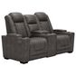 Signature Design by Ashley HyllMont Power Recliner Console Loveseat with Power Headrest in Gray, , large