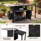 Hearth and Haven Outdoor Kitchen Island Cart with Dual Expandable Stainless Steel Tabletops in Black, , large
