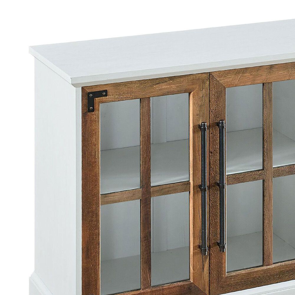 Walker Edison Abigail 58&quot; TV Stand in Brushed White/Rustic Oak, , large