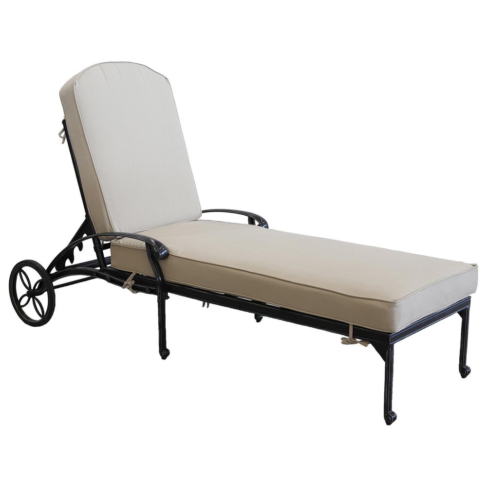 GatherCraft Geneva Patio Chaise Lounge with Cushion in Linen Beige, , large