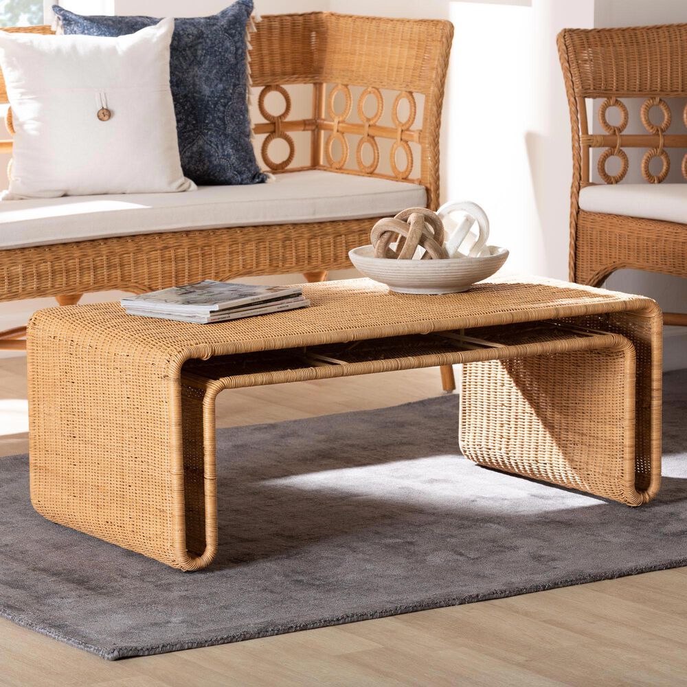Baxton Studio Nevada Coffee Table in Light Honey, , large