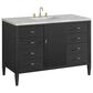 James Martin Vanities Myrrin 48" Single Bathroom Vanity in Carbon Oak with 3 cm Eternal Jasmine Pearl Silestone Top, Rectangular Sink and FreePower Wireless Charger, , large
