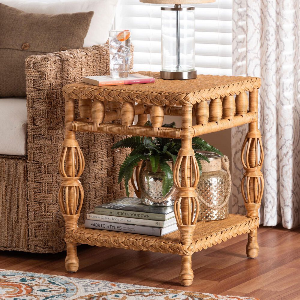 Baxton Studio Dolby End Table in Light Honey, , large