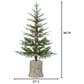 The Gerson Company 3" Potted Pre-Lit Artificial Frosted Pine with White Lights in Green, , large